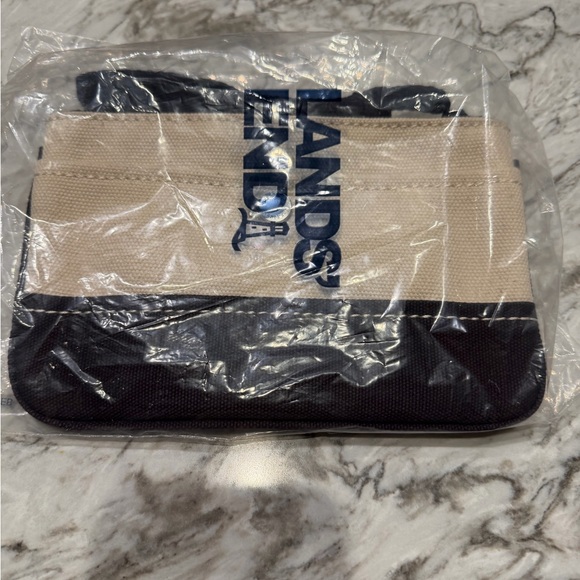 Lands' End Navy and Cream Canvas Tote - Picture 7 of 7